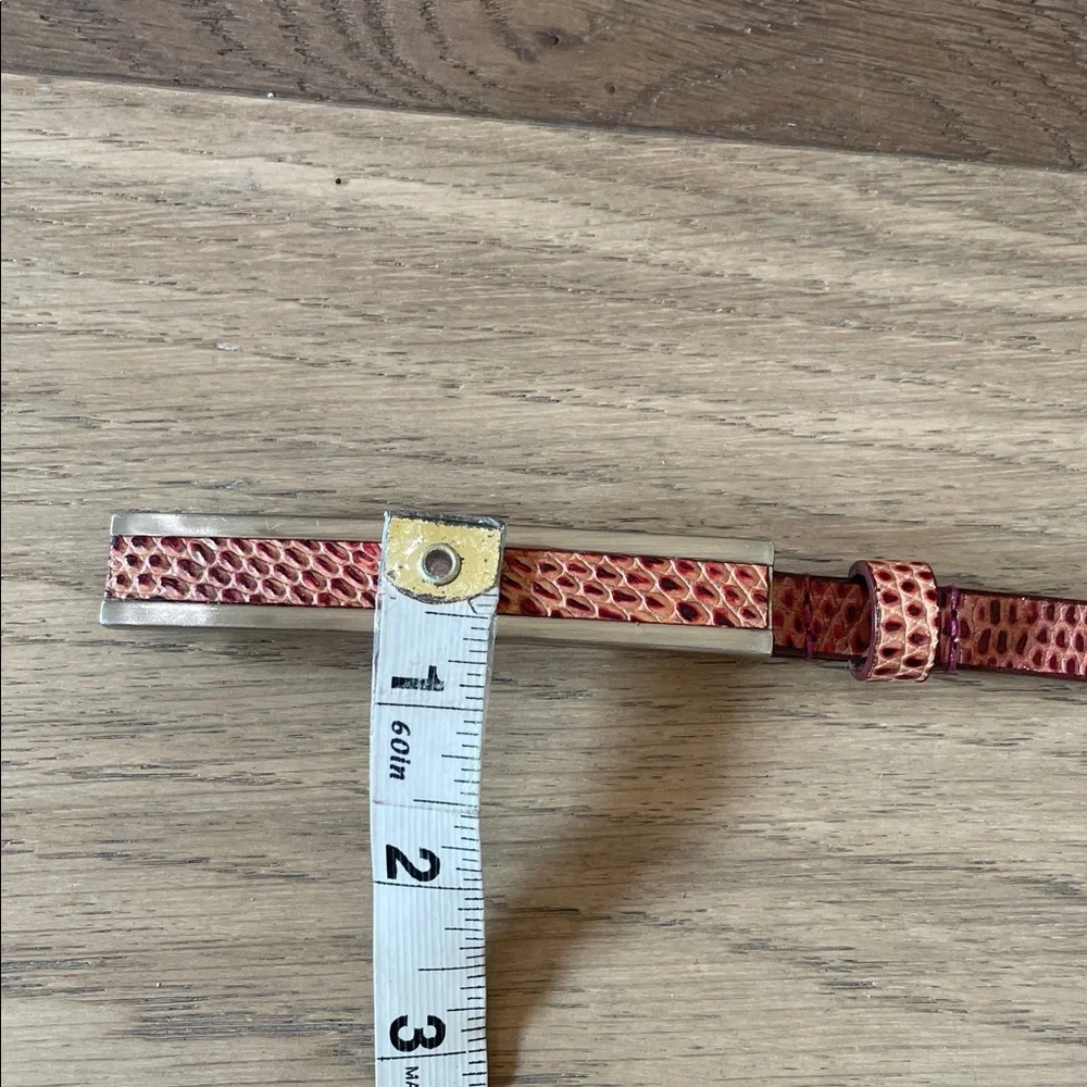 Ann Taylor Reptile Snake Print Red Skinny Belt Womens Large Genuine Leather